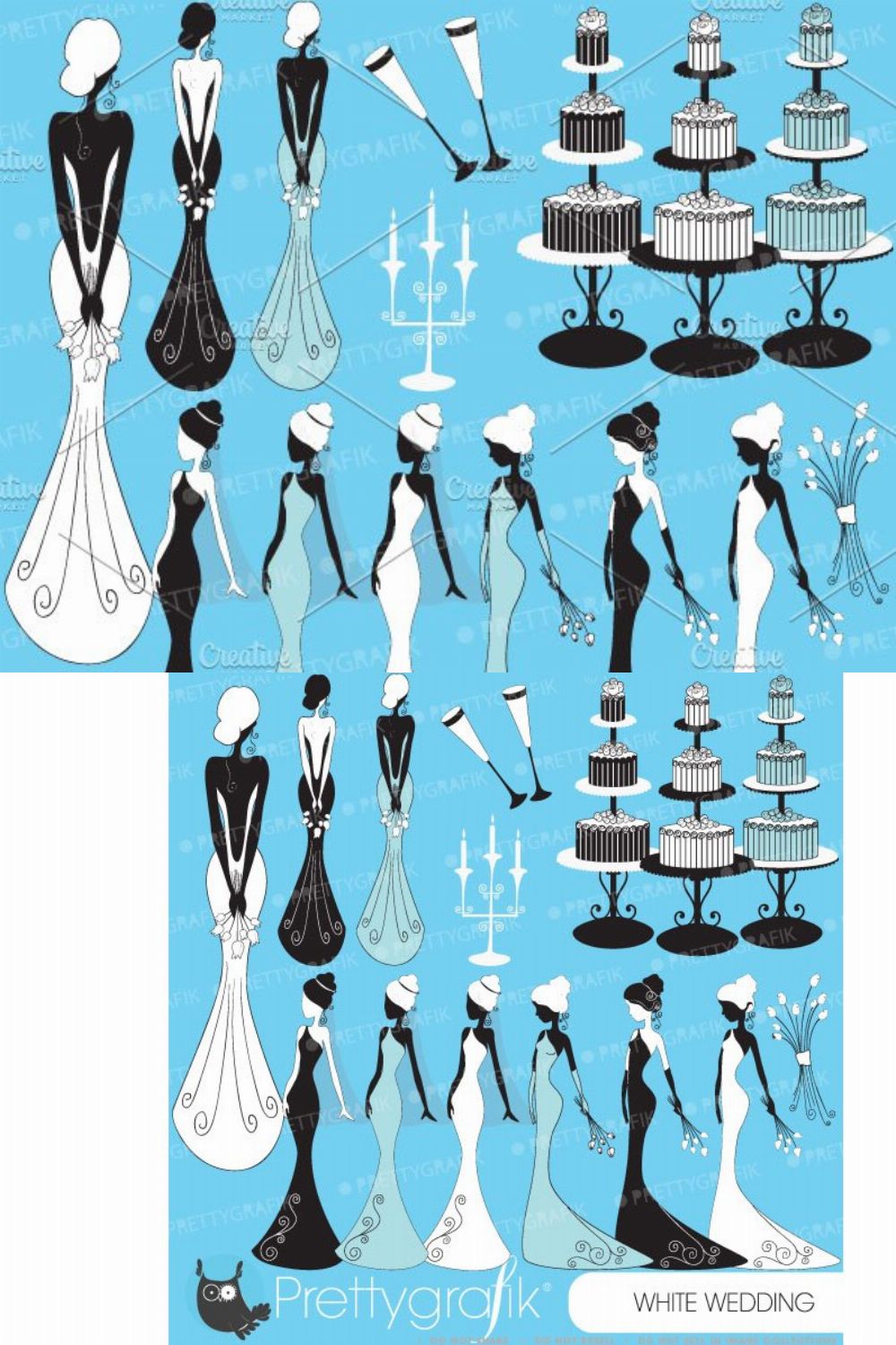 Bride wedding clipart commercial use pinterest preview image.