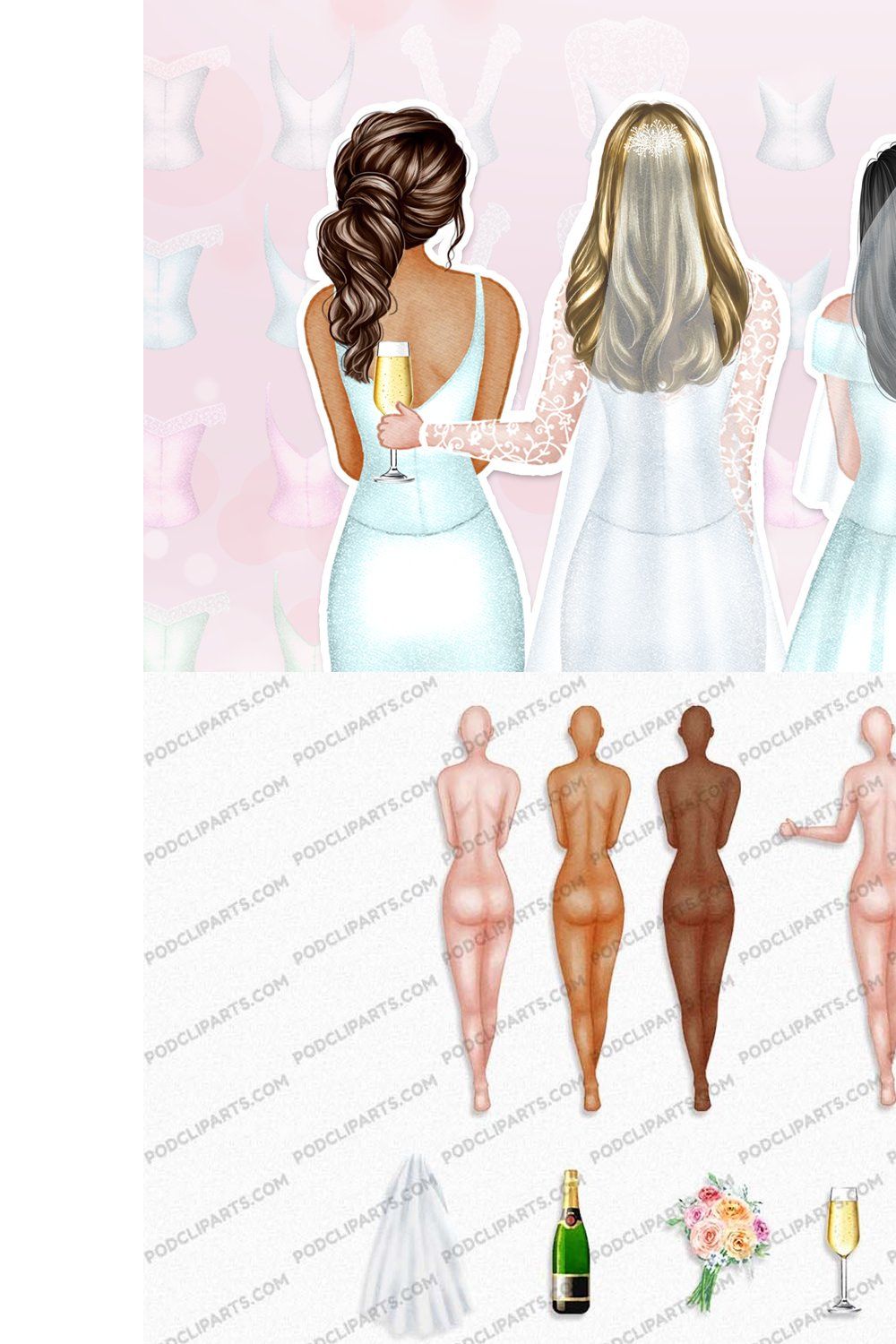 Bride, Wedding, Marriage Clipart PNG pinterest preview image.