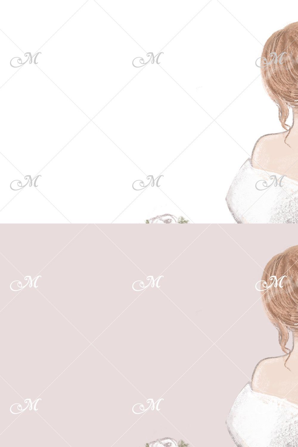 Bride with Bouquet Hand Drawn pinterest preview image.