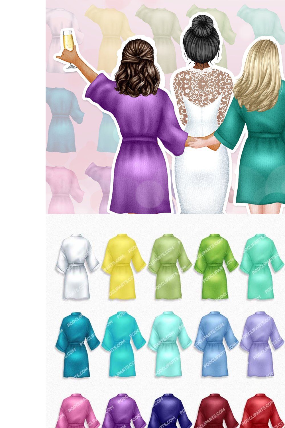 Bridesmaid, Wedding Clipart PNG pinterest preview image.