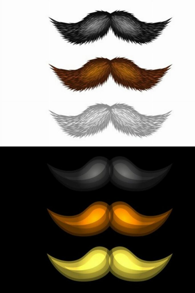 Brown Black And White Mustaches Set Masterbundles 6837