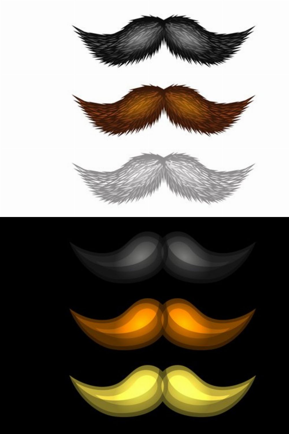 Brown, Black and White Mustaches Set pinterest preview image.