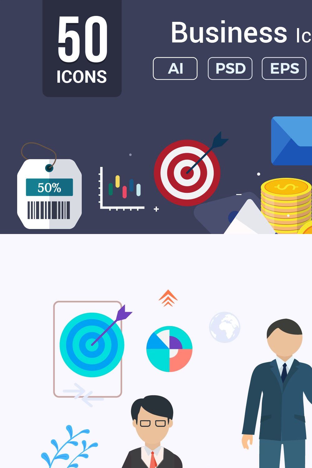 Business / Corporate Vector Icons V2 pinterest preview image.