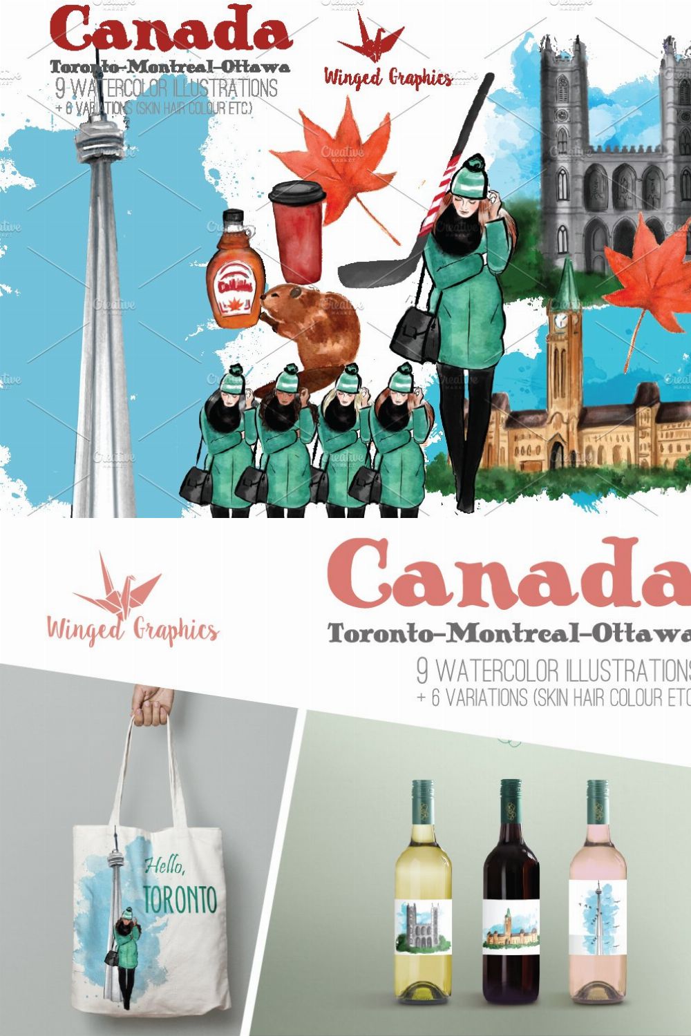 CANADA travel watercolour clipart pinterest preview image.