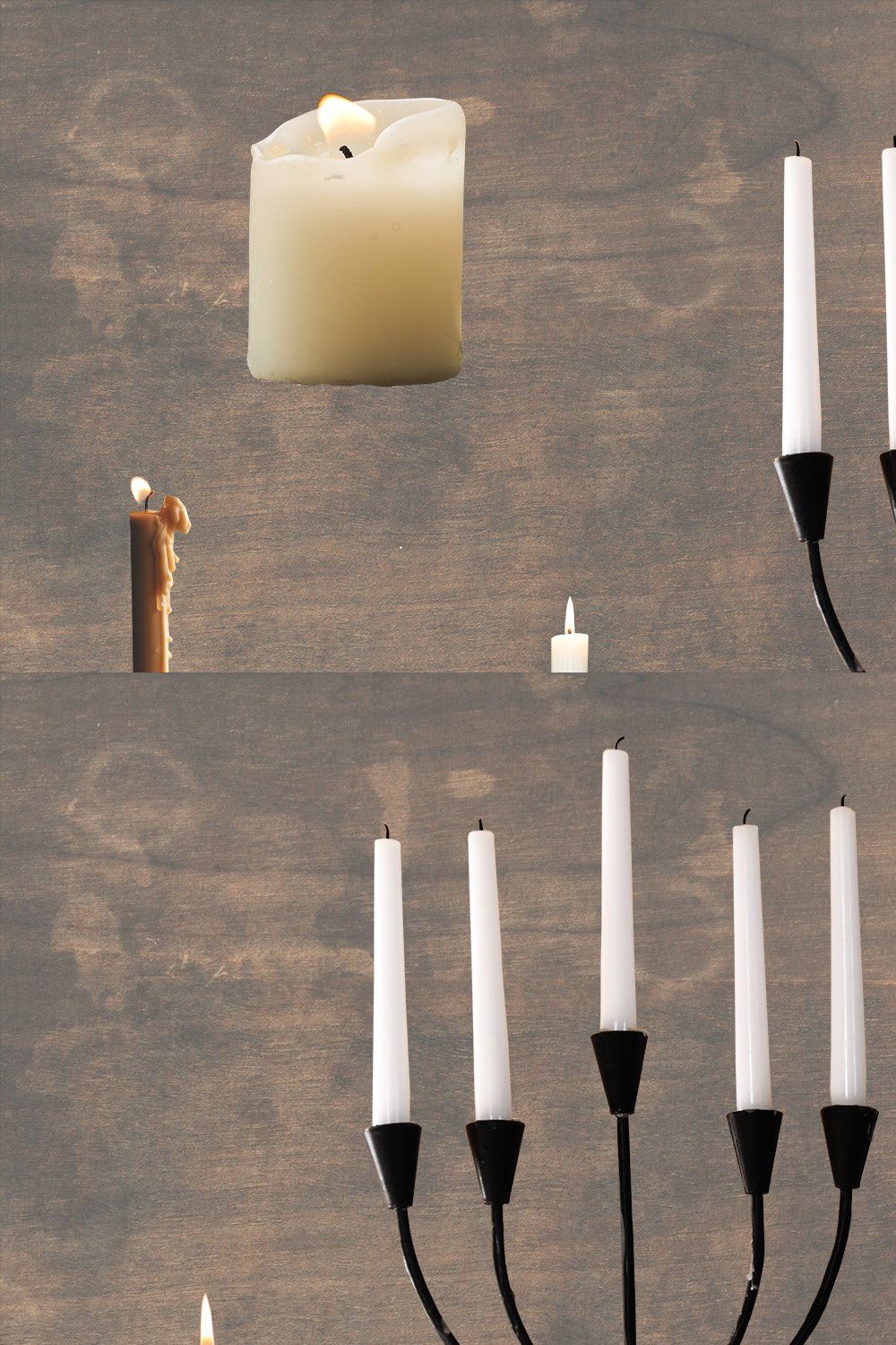 Candle holders, wax candles overlays pinterest preview image.