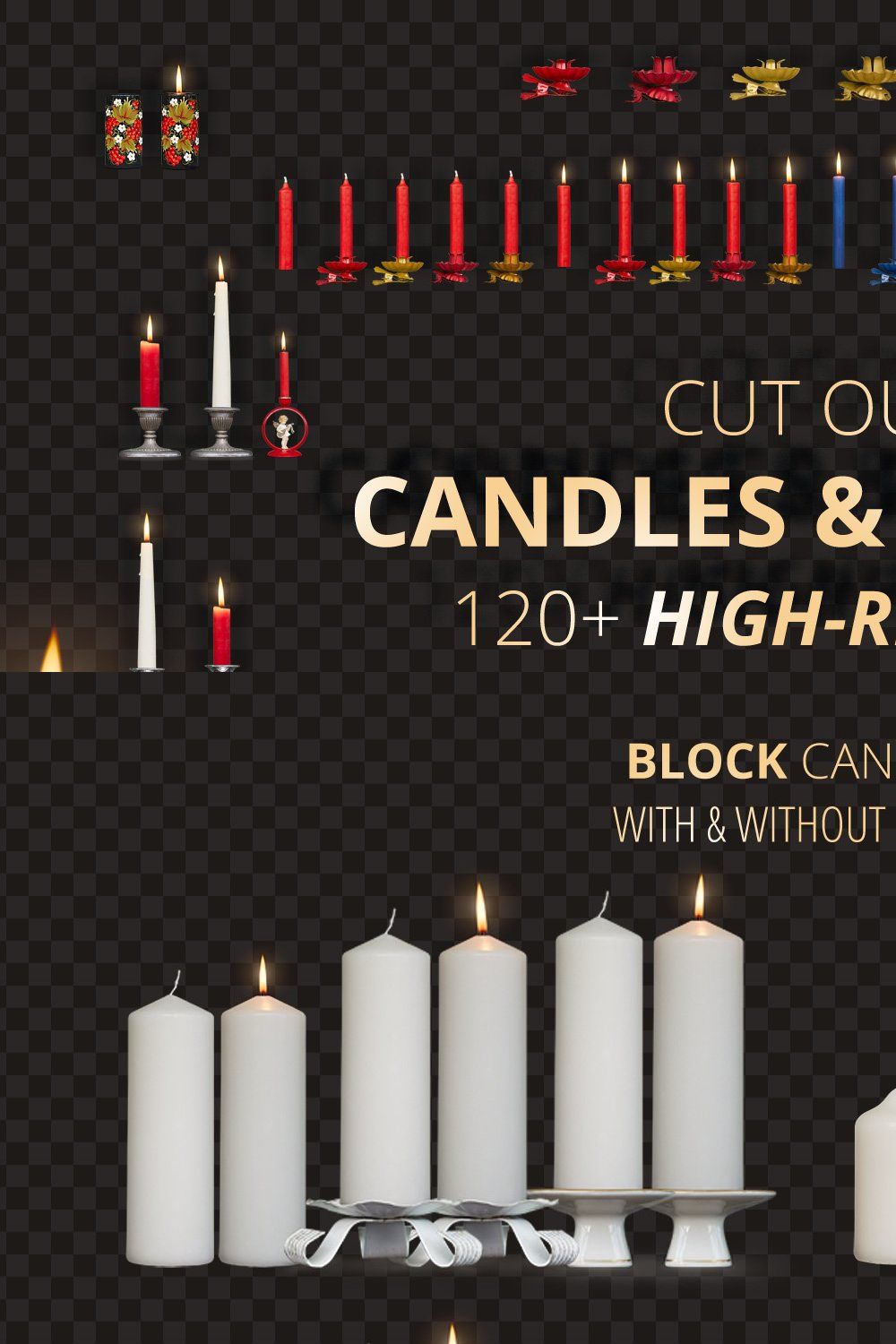 Candles & Flames Bundle - PNGs pinterest preview image.
