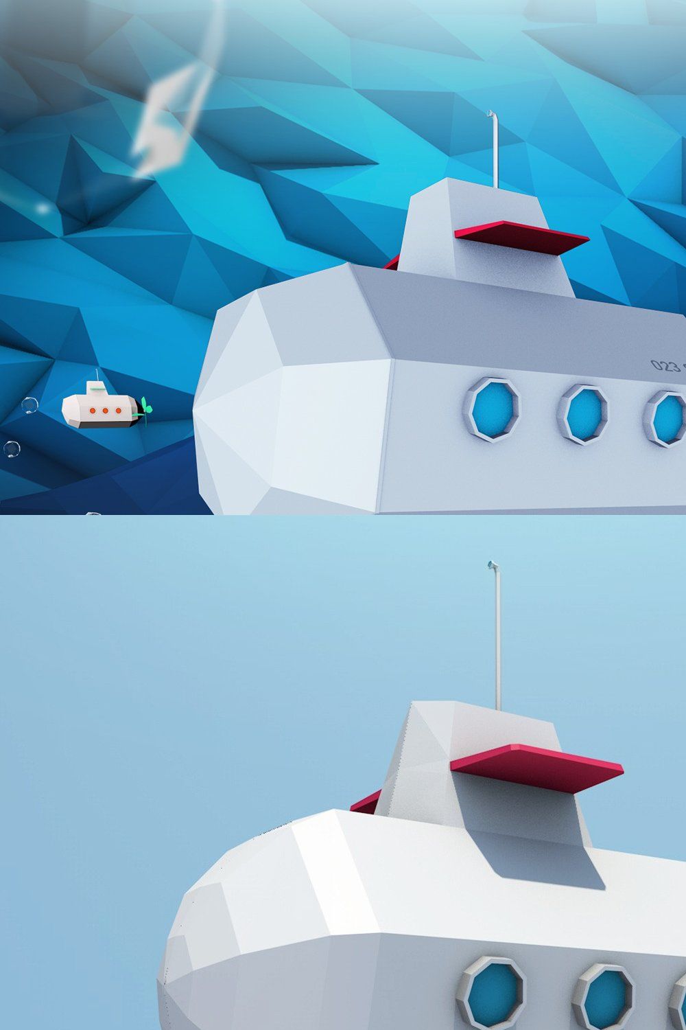 Cartoon Submarine pinterest preview image.