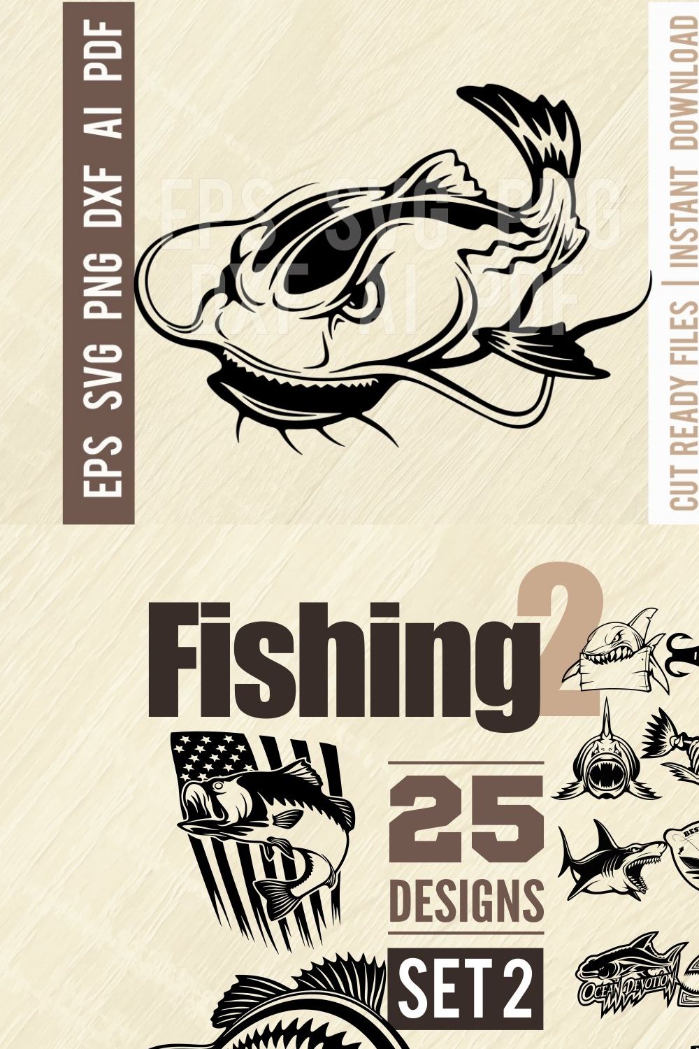 Catfish, Monster Fish - Fishing Logo pinterest preview image.