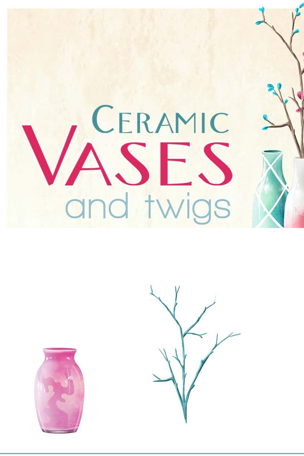 Ceramic Vases & twigs (full pack) pinterest preview image.