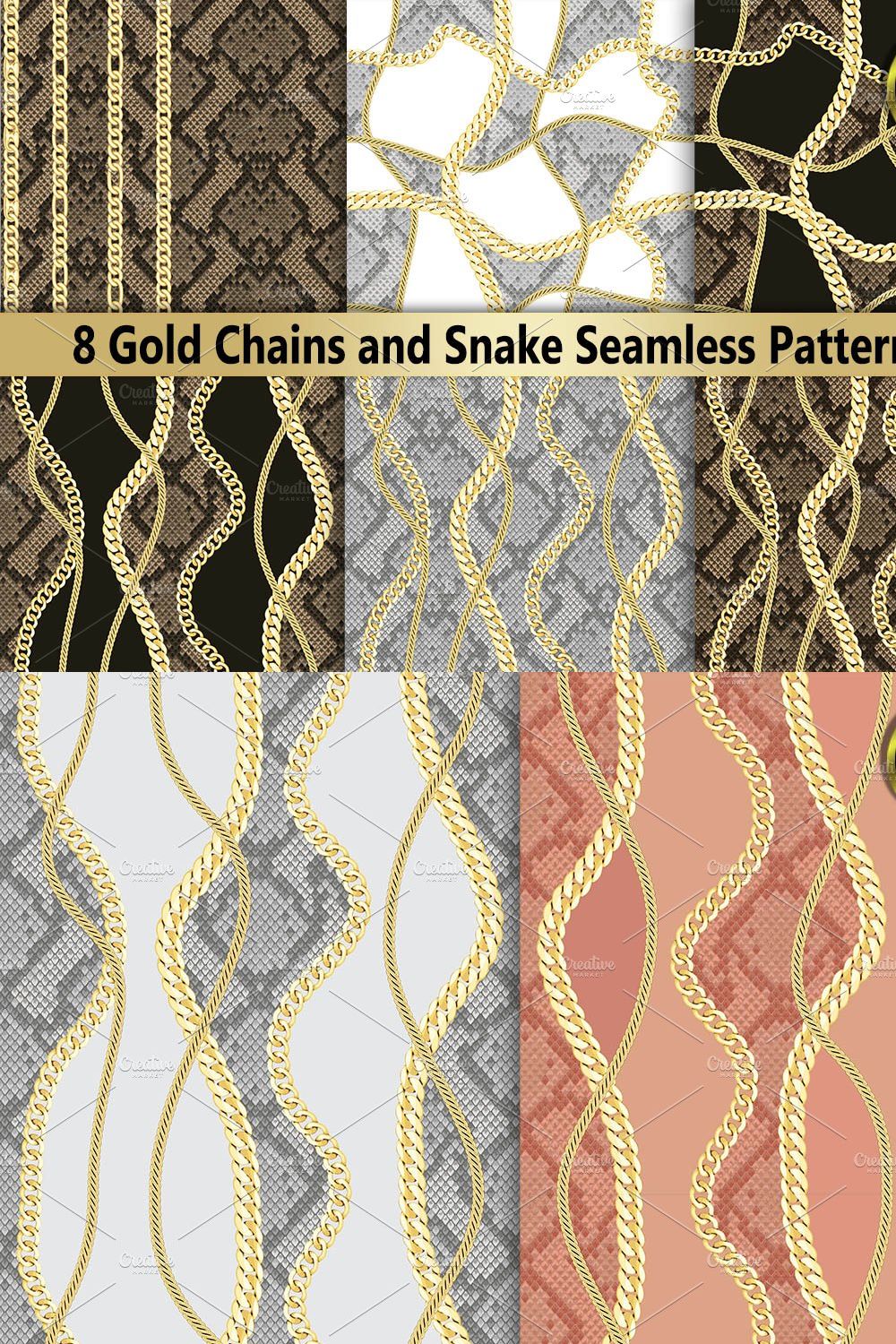 Chains and Snake Seamless Set pinterest preview image.