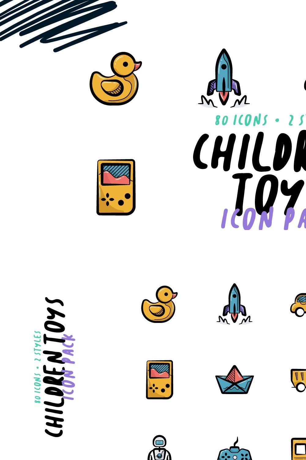 Children Toy Icons pinterest preview image.
