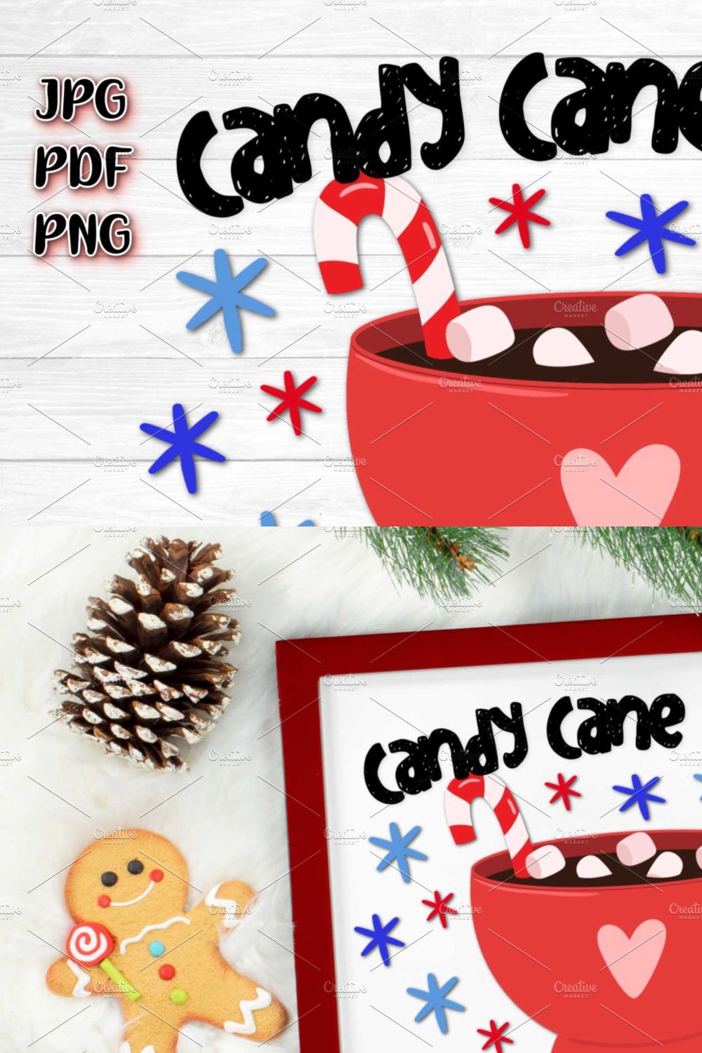 Christmas Candy Cane Wishes PNG pinterest preview image.