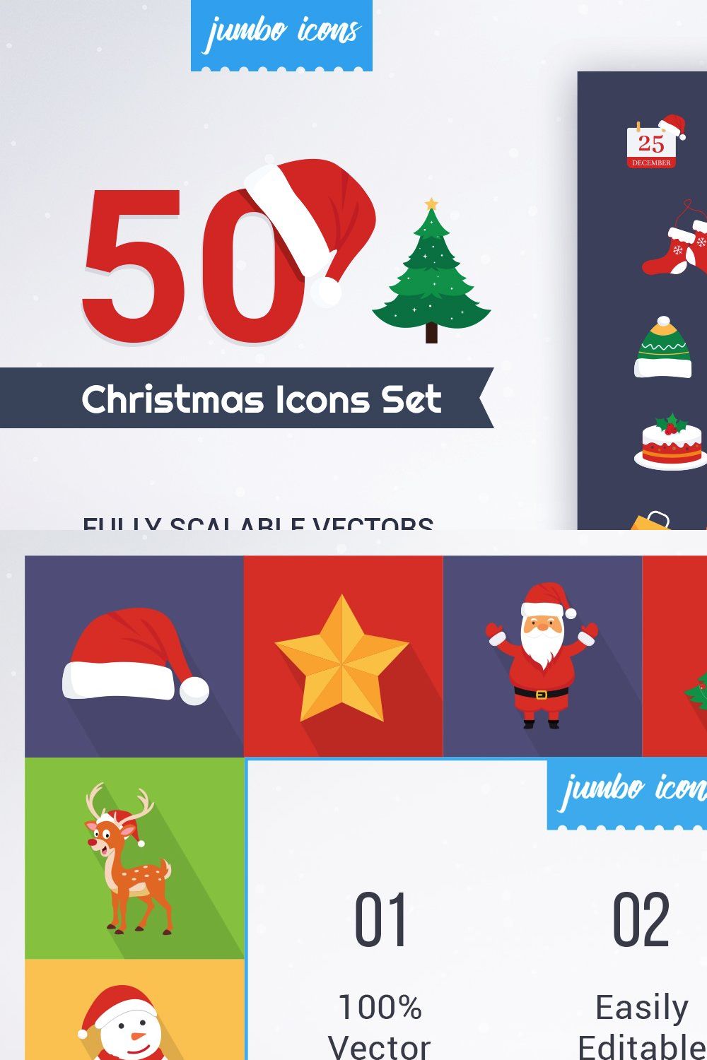 Christmas Theme Flat Icons Pack pinterest preview image.