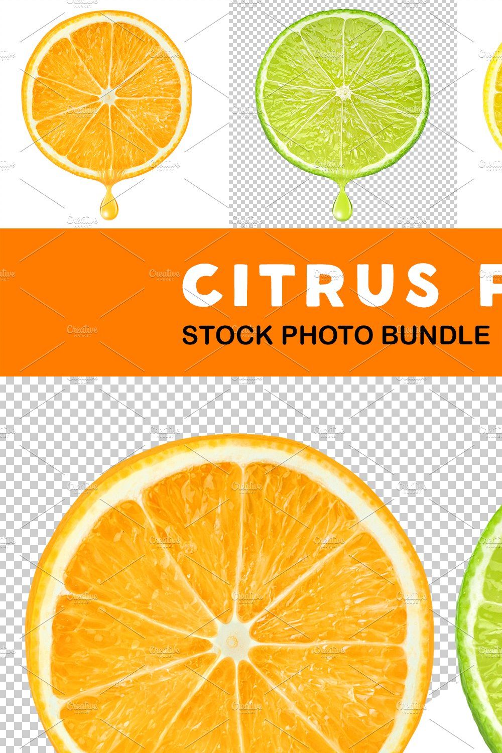 Citrus slices with juice drop pinterest preview image.