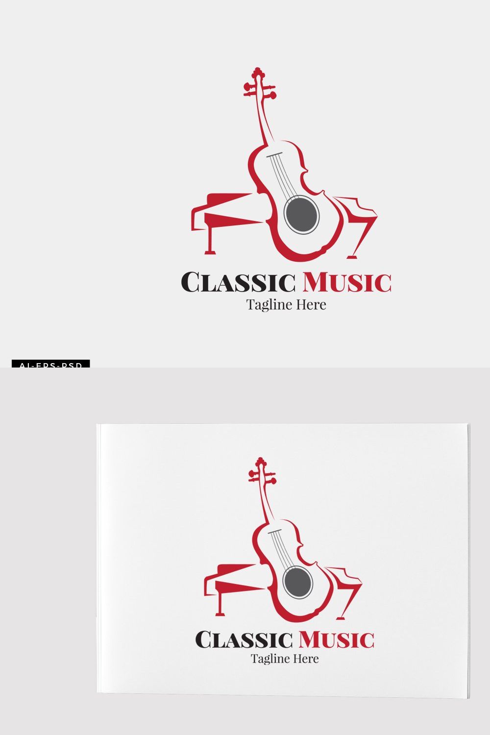 Classic Music Acoustic Note Logo pinterest preview image.