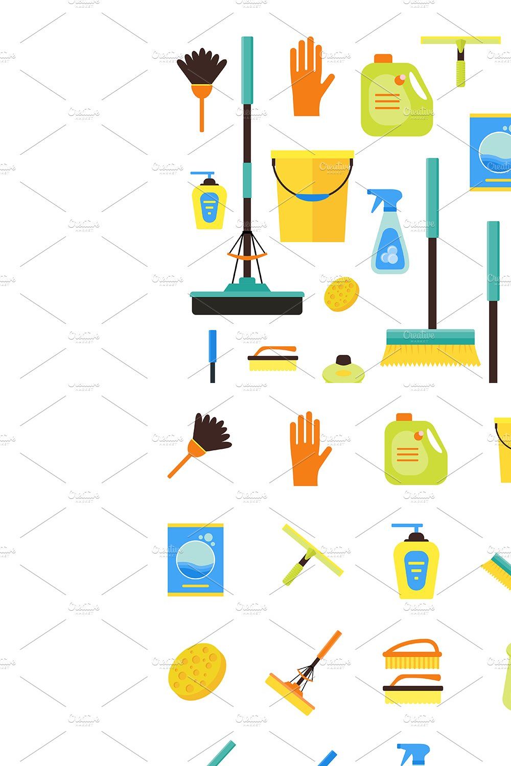 Cleaning Kit. Vector pinterest preview image.