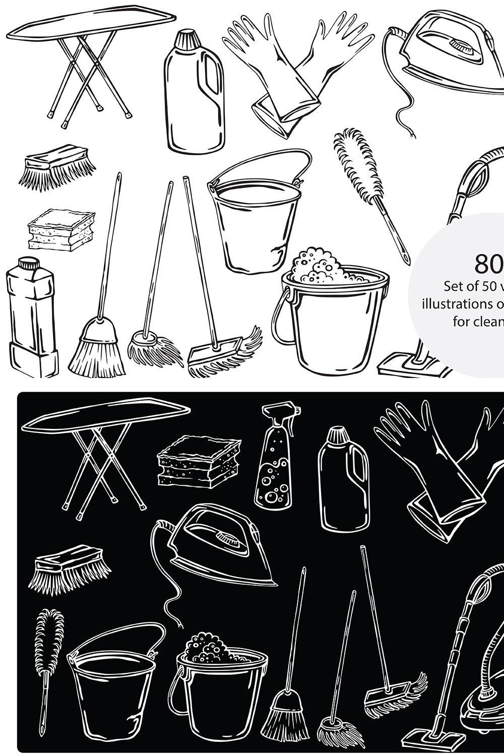 Cleaning tools pinterest preview image.