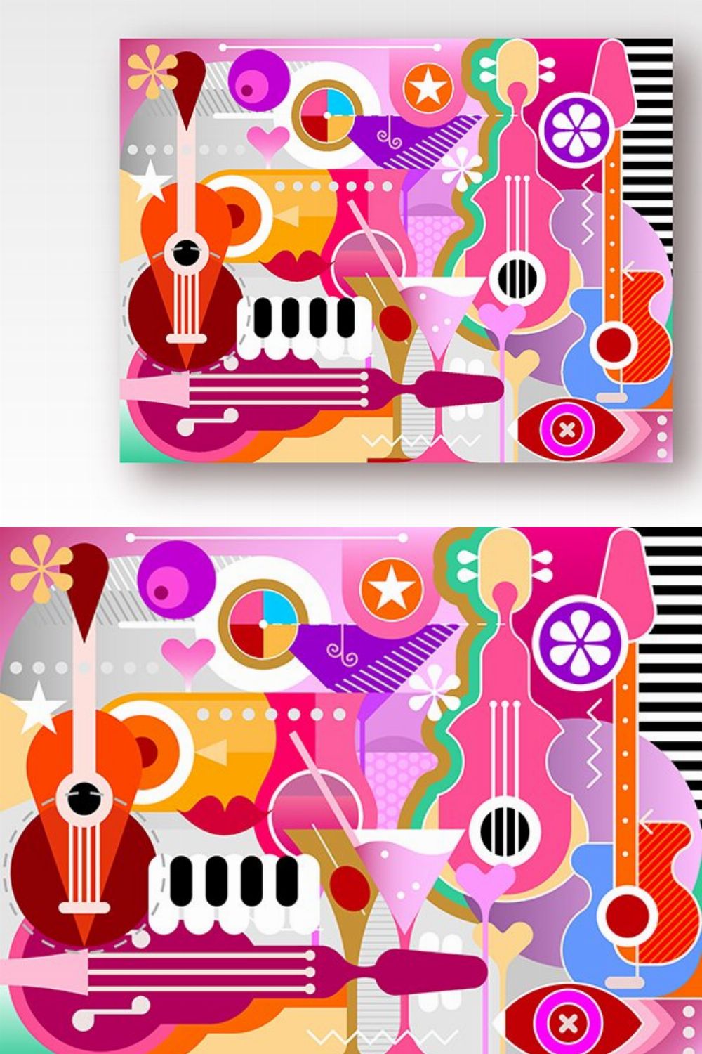 Cocktails and Music vector artwork pinterest preview image.