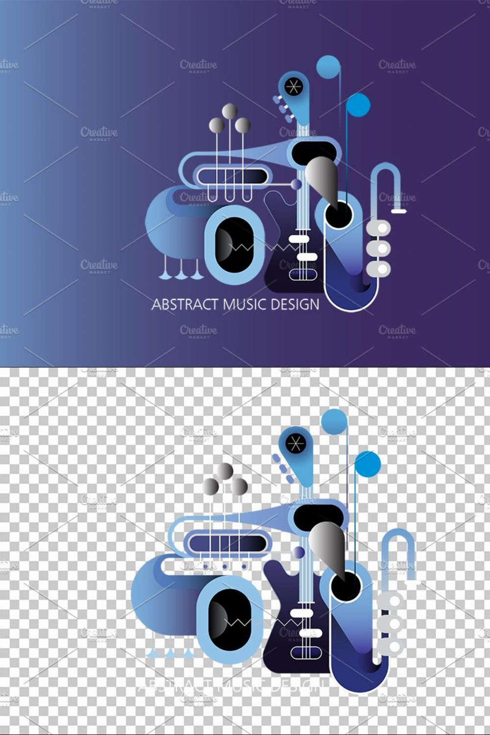 Concept Music Design on a blue pinterest preview image.