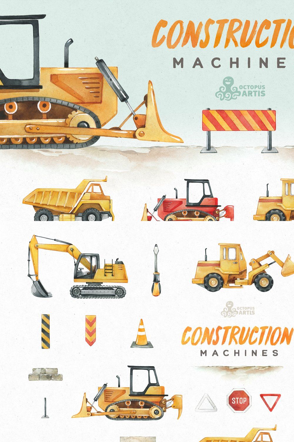 Construction Machines pinterest preview image.