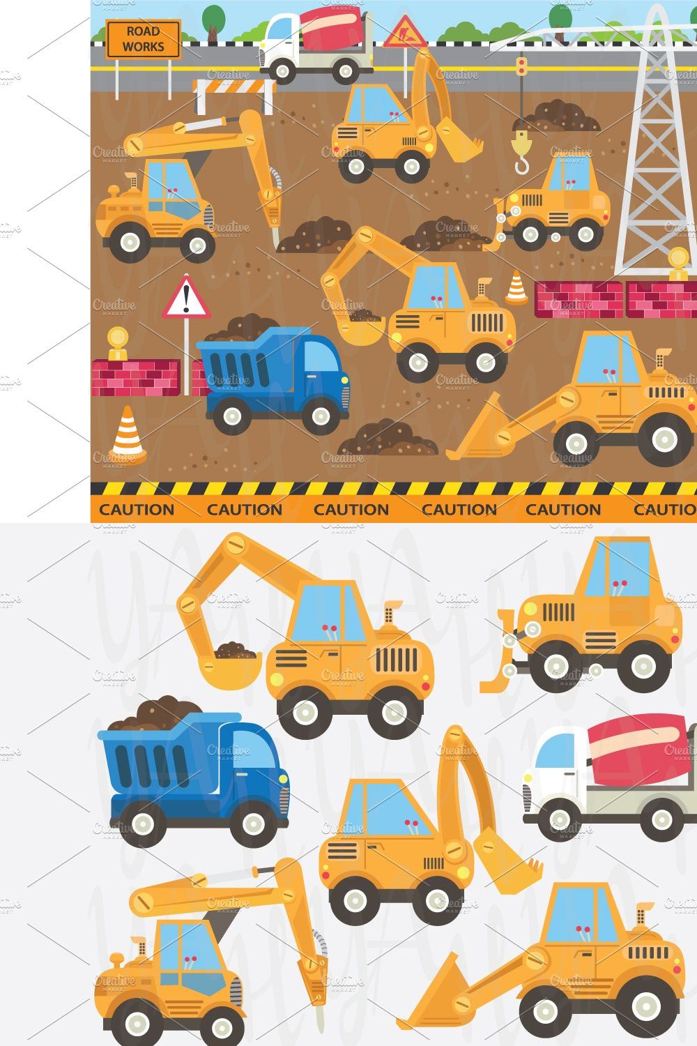 Construction Transportation Set pinterest preview image.