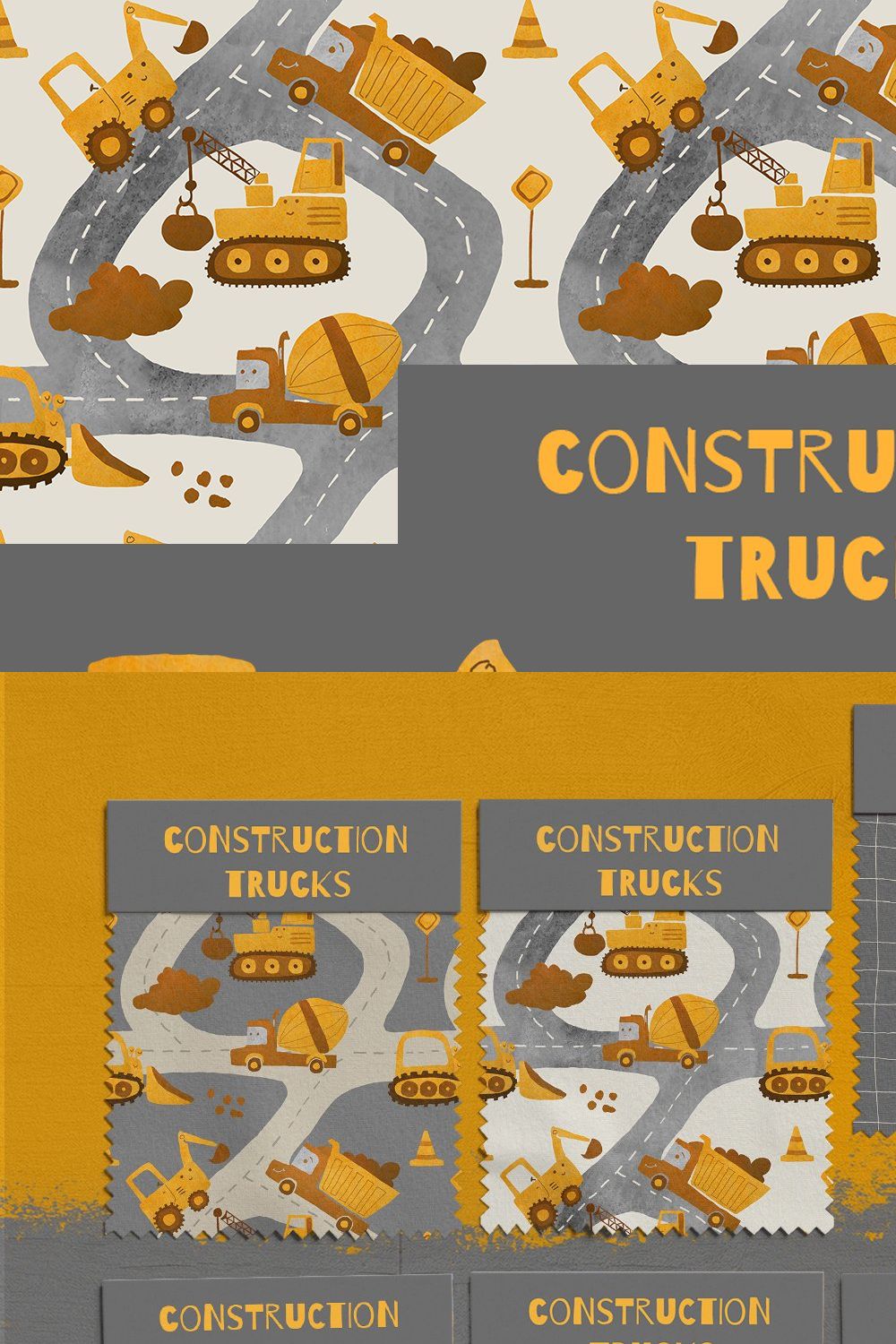 Construction trucks patterns pinterest preview image.