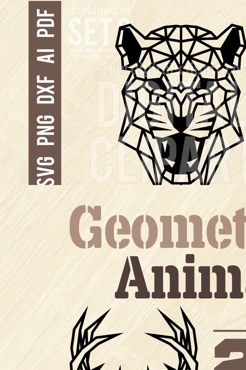 Cougar - Geometric Animals SVG File pinterest preview image.