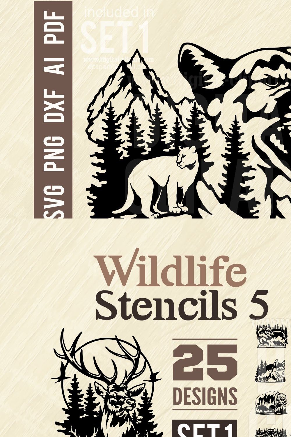 Cougar SVG File Wildlife Stencil SVG pinterest preview image.