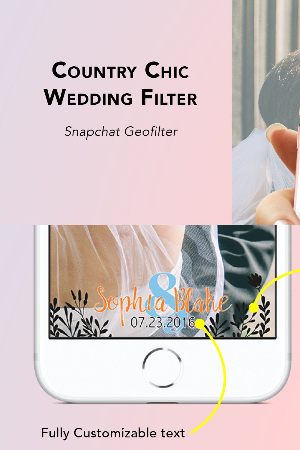 Country Chic Wedding Filter pinterest preview image.