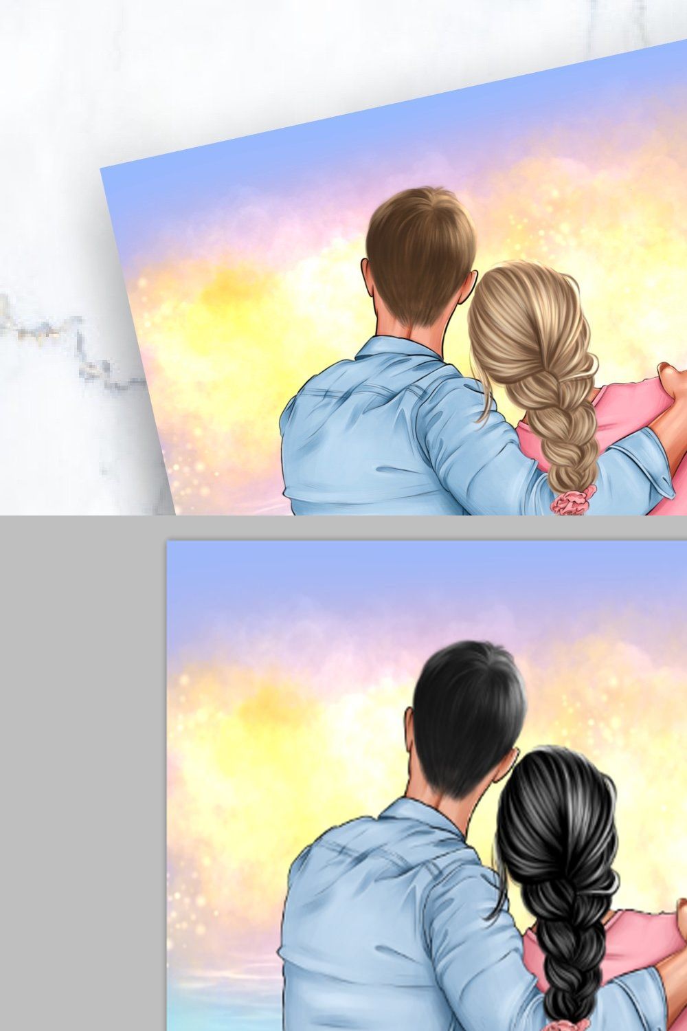couple at sunset pinterest preview image.
