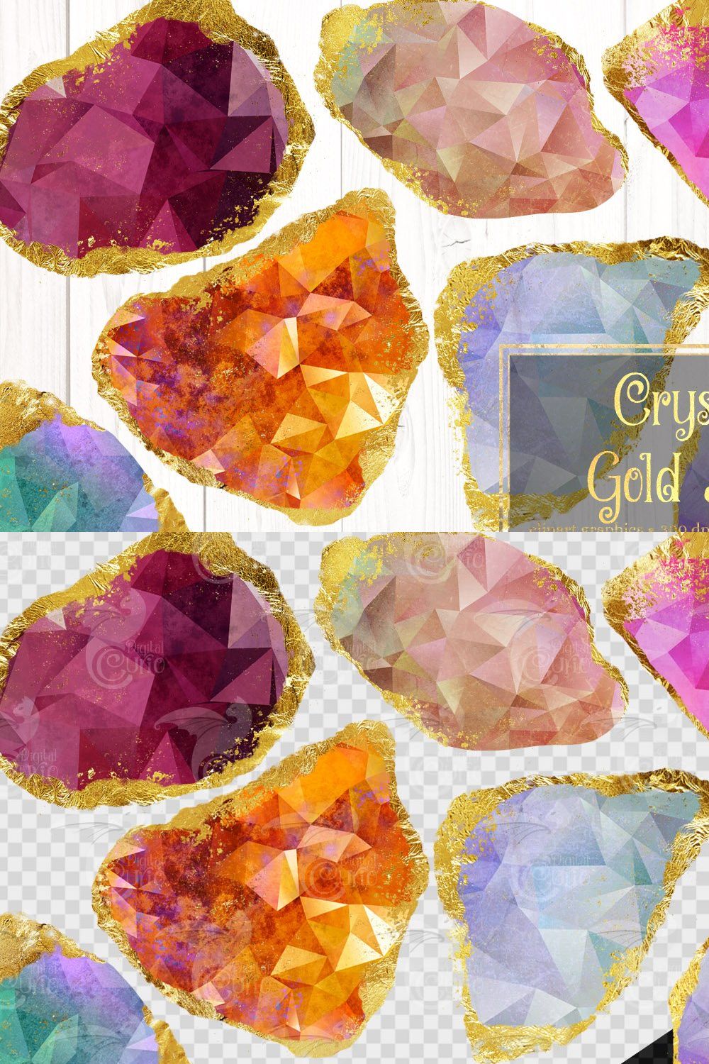 Crystallic Gold Jewels Clipart pinterest preview image.