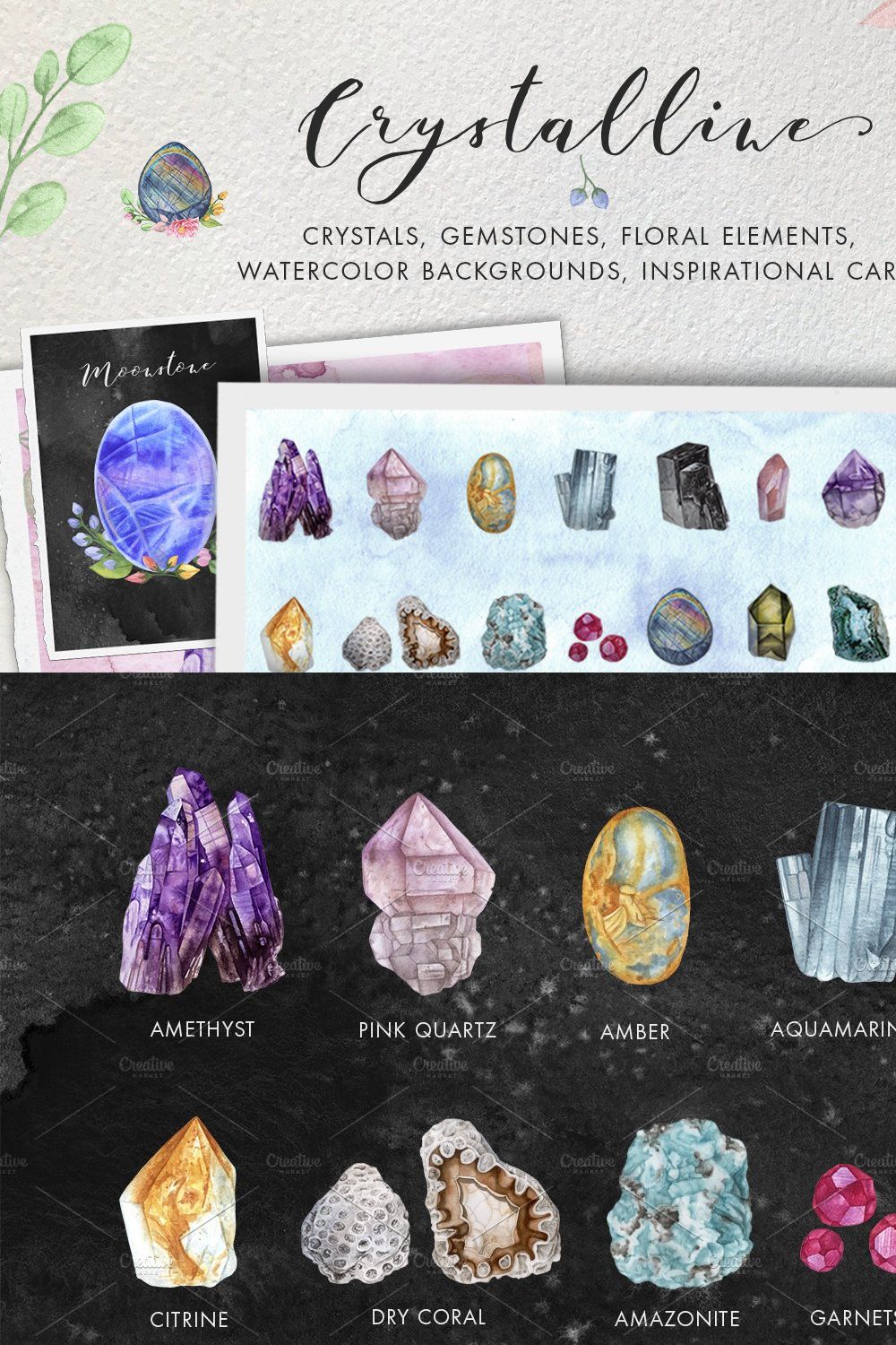 Crystalline. Crystals & Gemstones pinterest preview image.