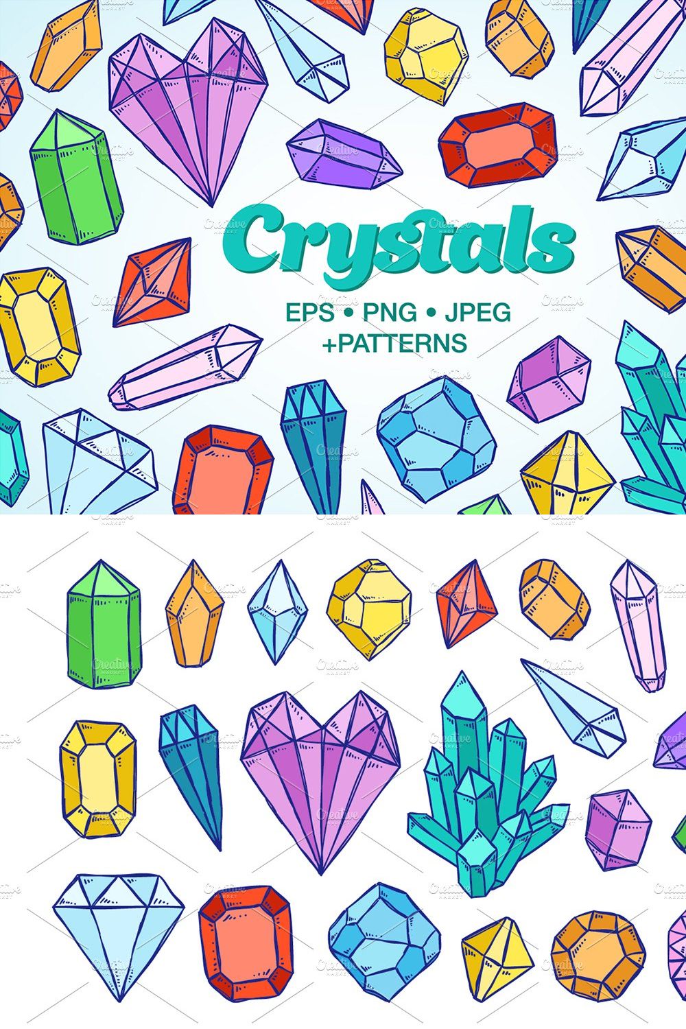 Crystals and gems illustrations pinterest preview image.