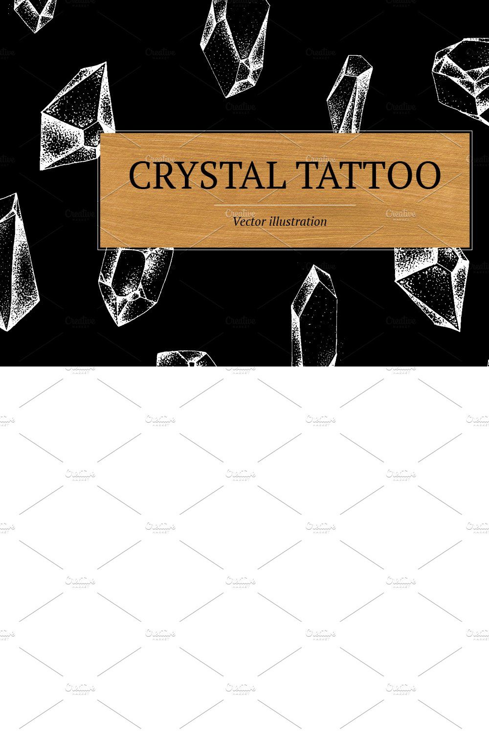 Crystals Vector Tattoo Illustration pinterest preview image.