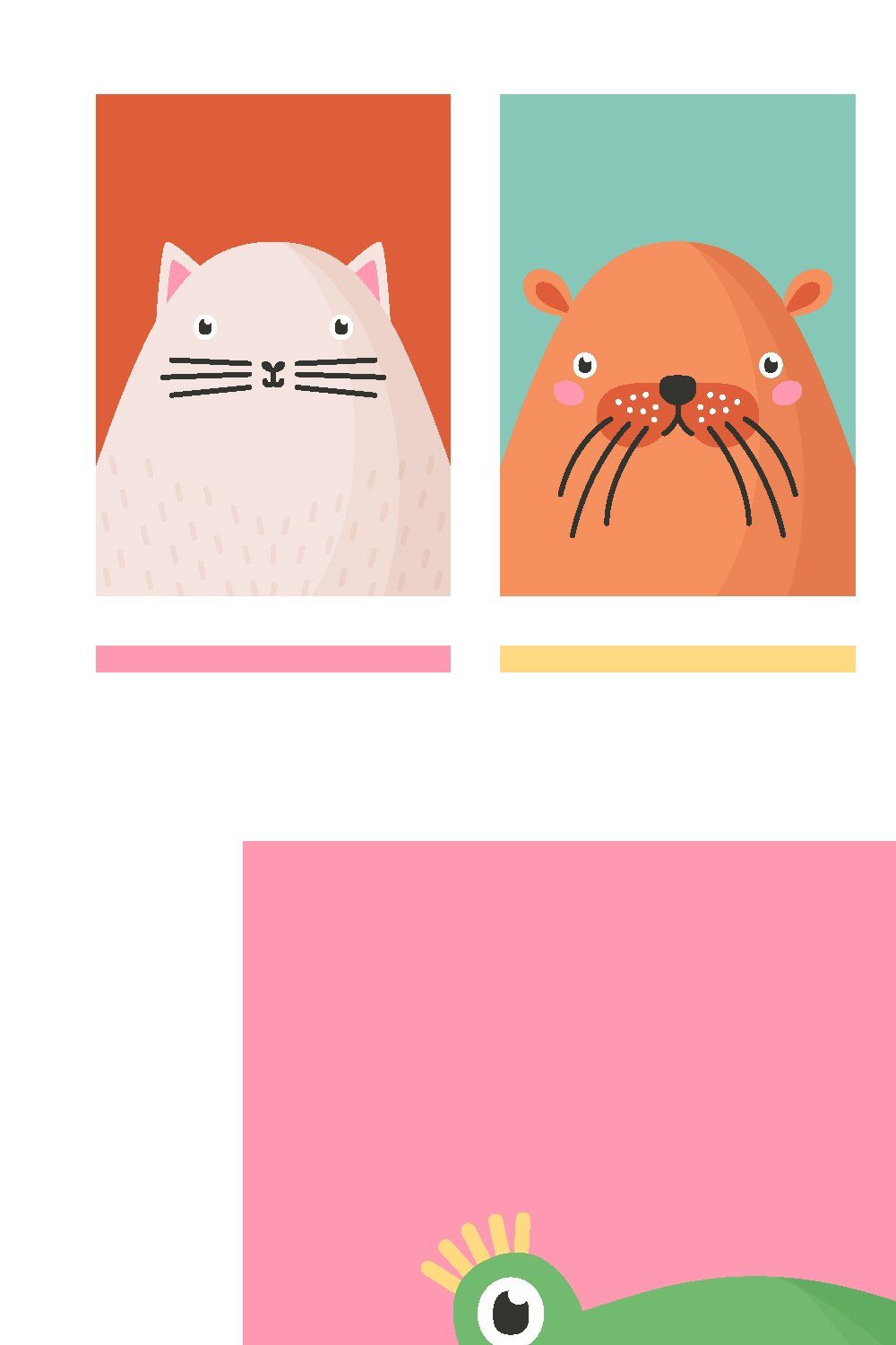 Cute animals card set pinterest preview image.