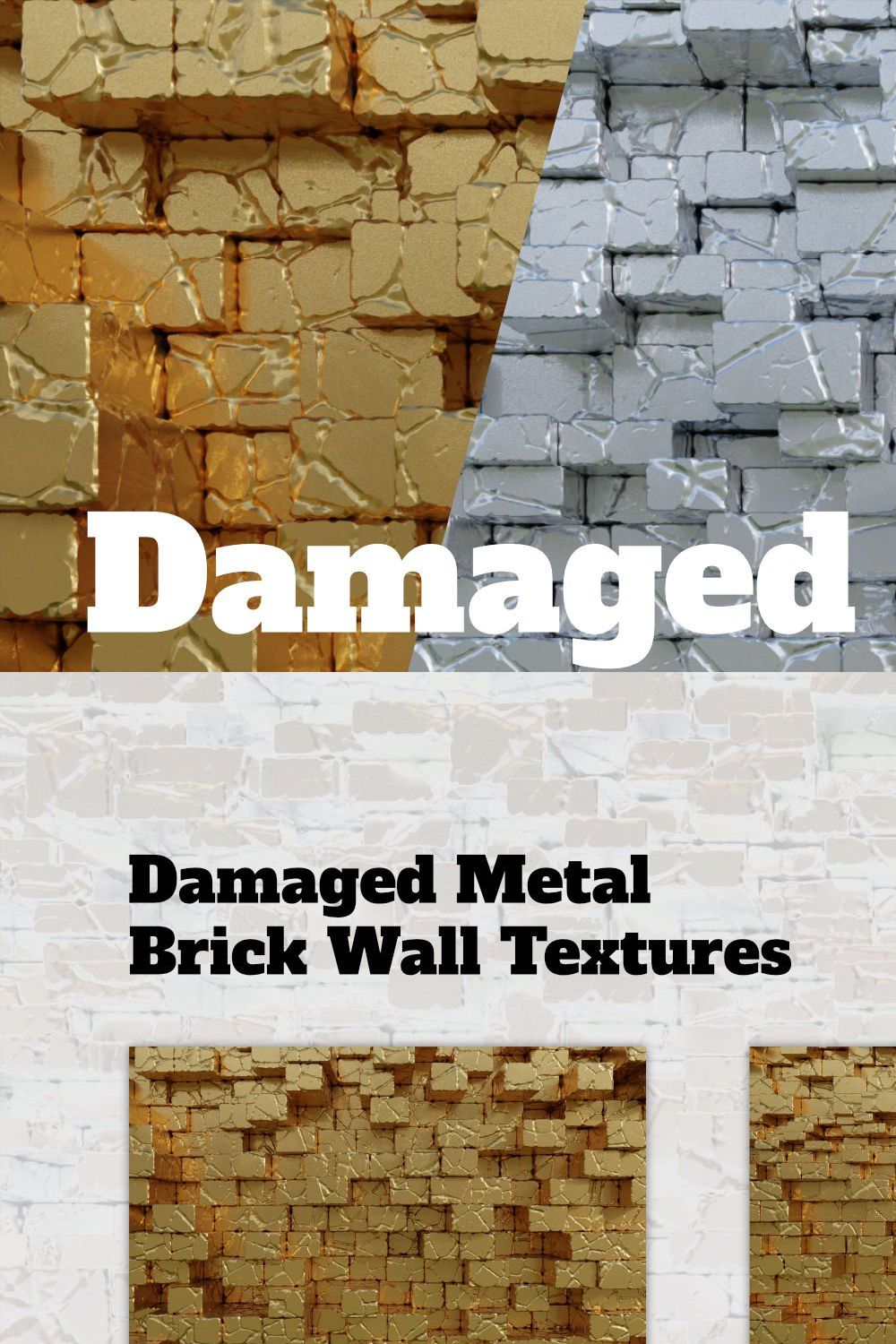 Damaged Metal Brick Wall Textures pinterest preview image.