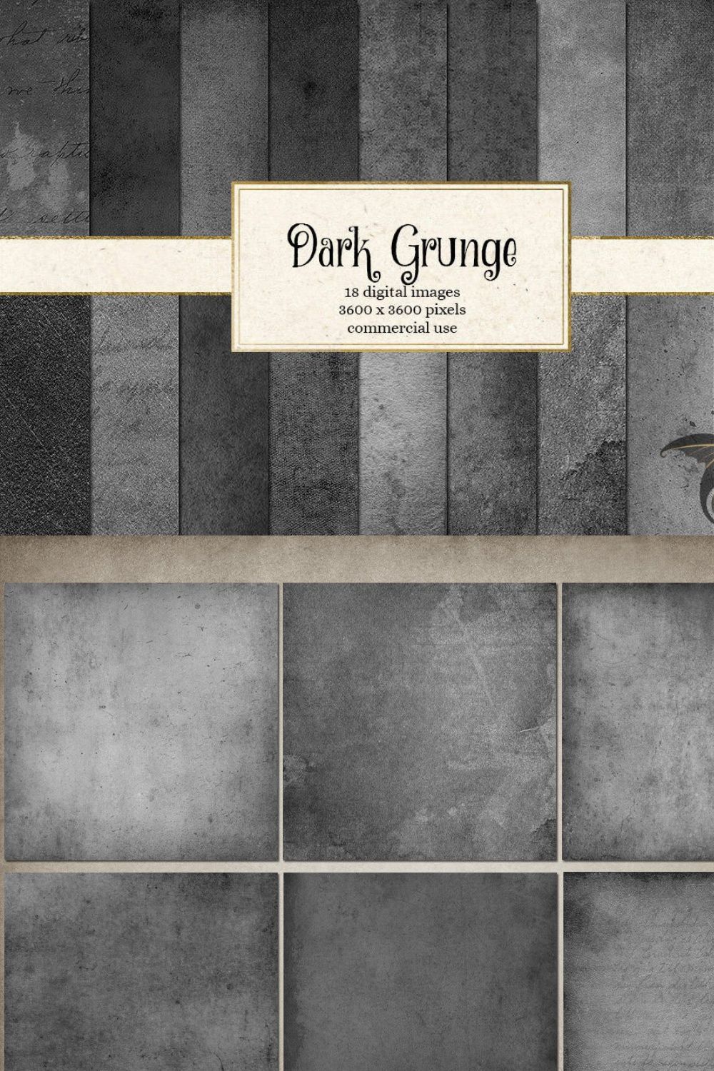 Dark Grunge Textures pinterest preview image.