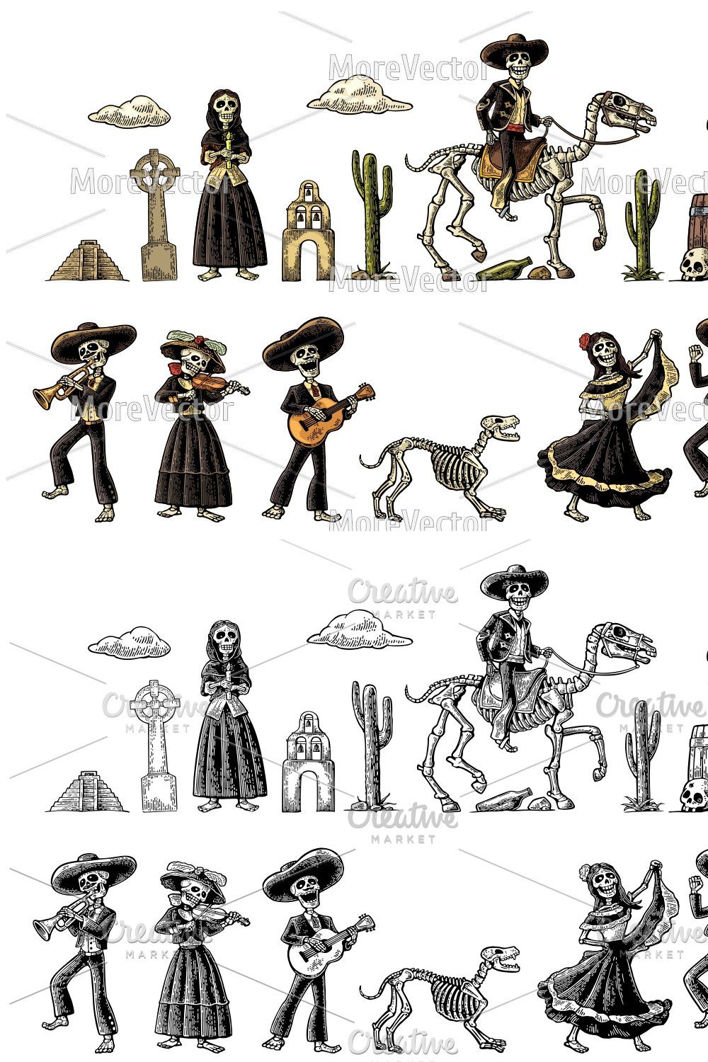 Dia de los Muertos skeleton  Mexico pinterest preview image.