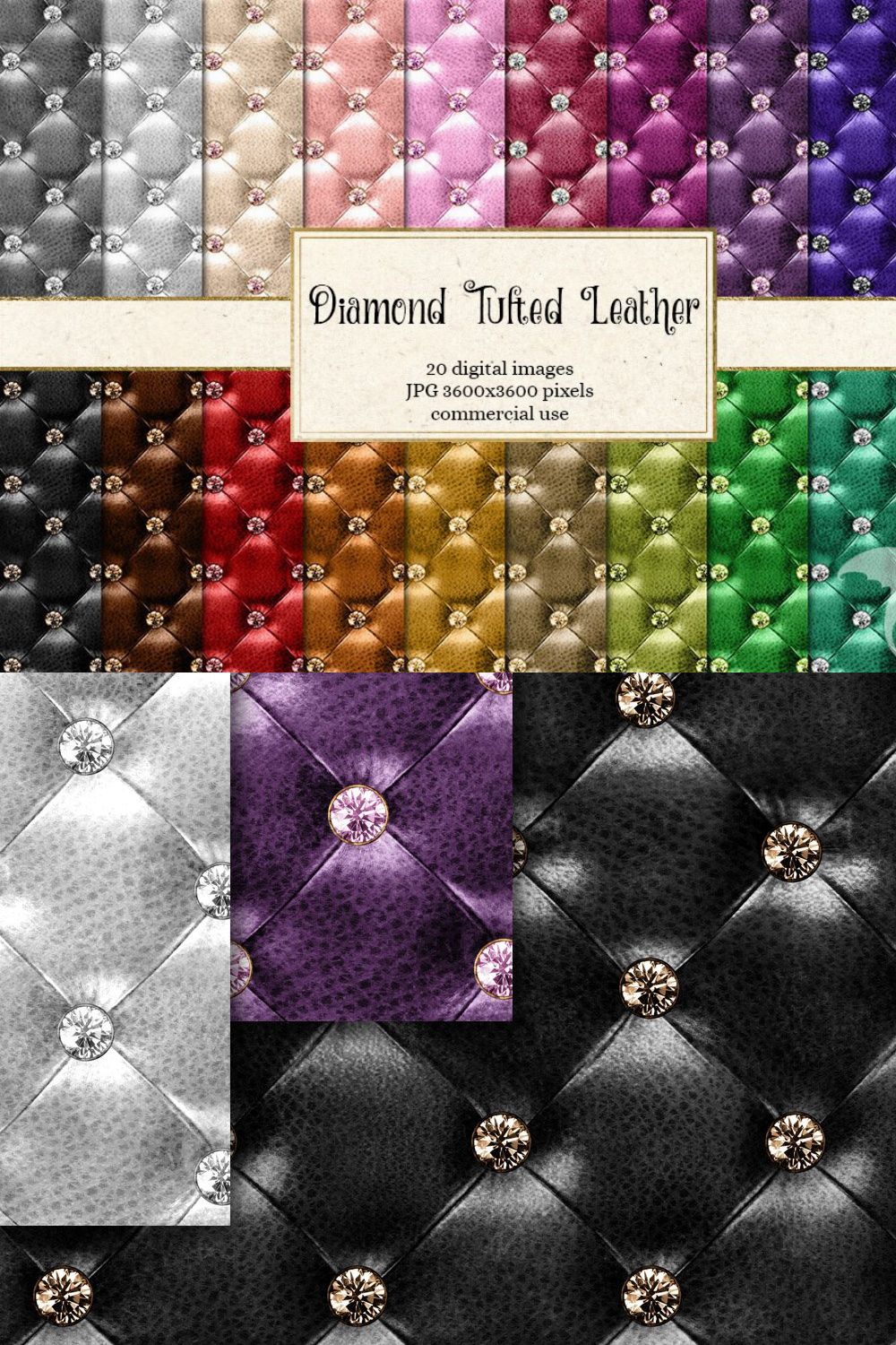 Diamond Tufted Leather Textures pinterest preview image.