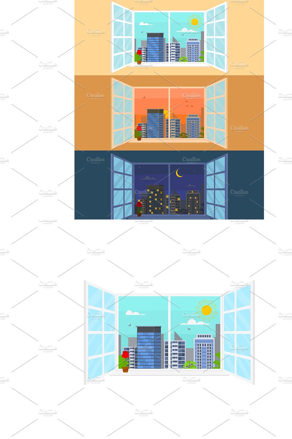 Different Times of Day Set Concept pinterest preview image.