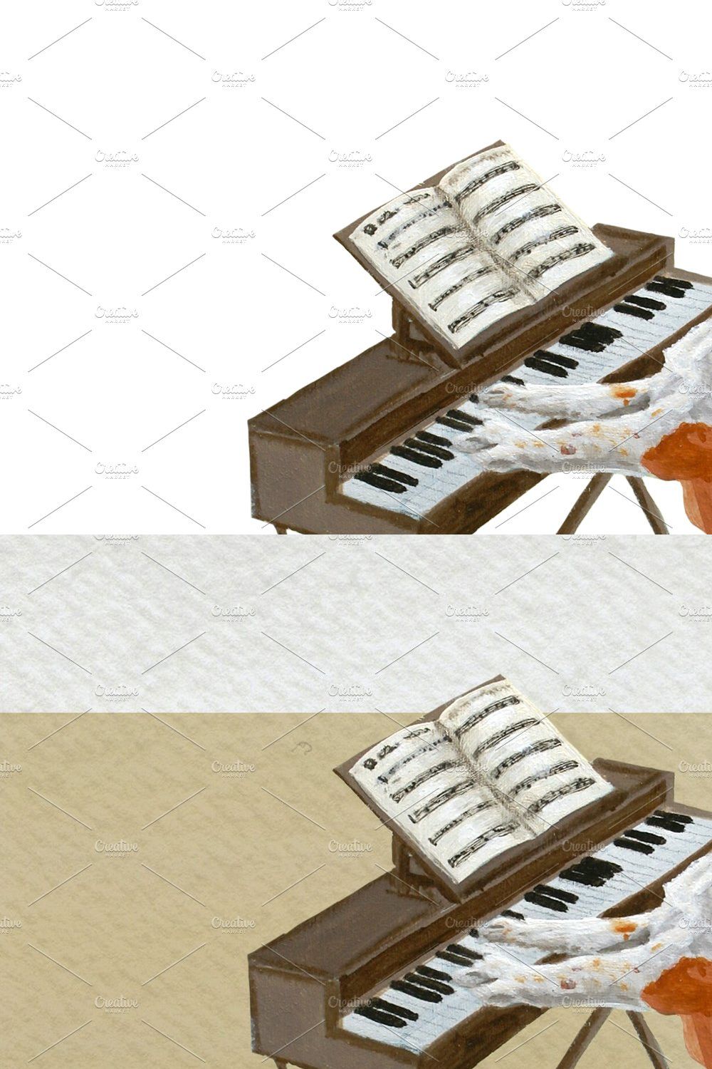 Dog Playing Piano Oil Painting pinterest preview image.