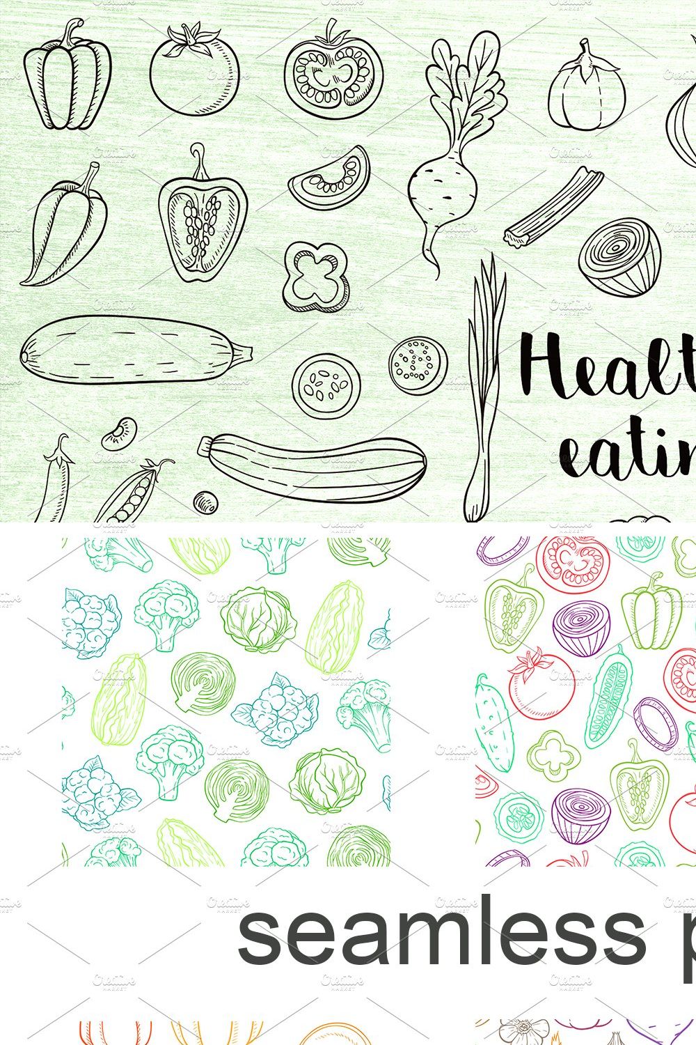Doodle Vegetables Design Kit pinterest preview image.