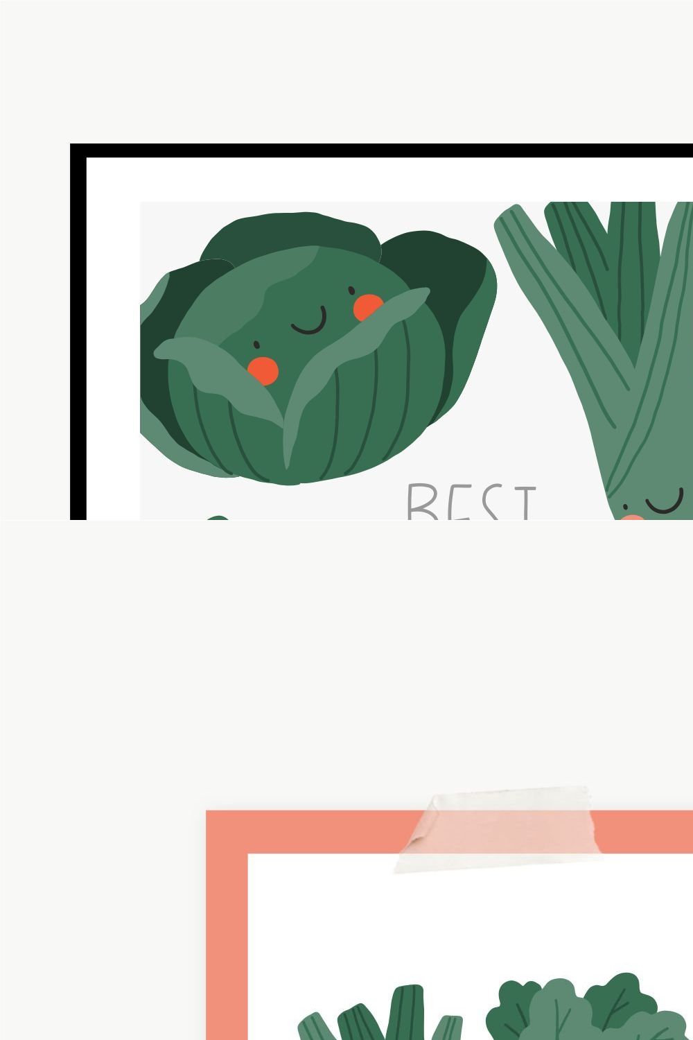 Eat Green - cute cartoon vegetables pinterest preview image.