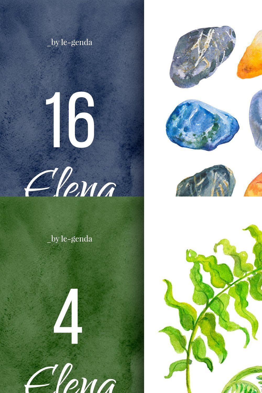 Elena. 26 Watercolor Elements Set pinterest preview image.