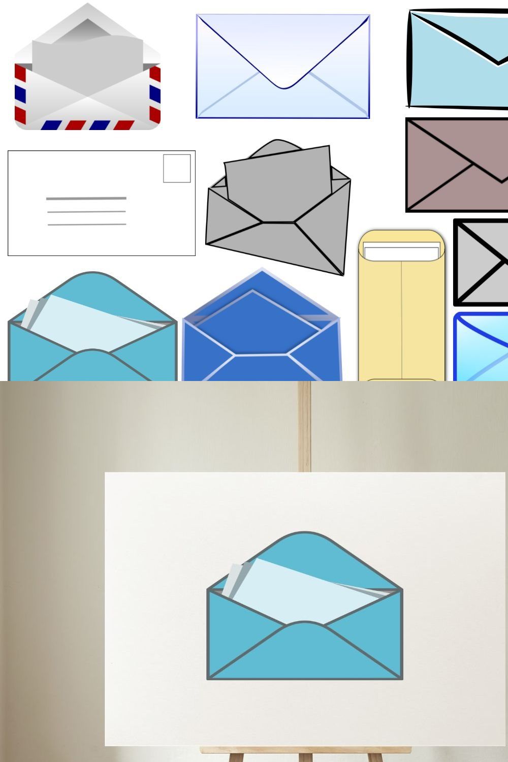Envelope Clipart and Vector pinterest preview image.