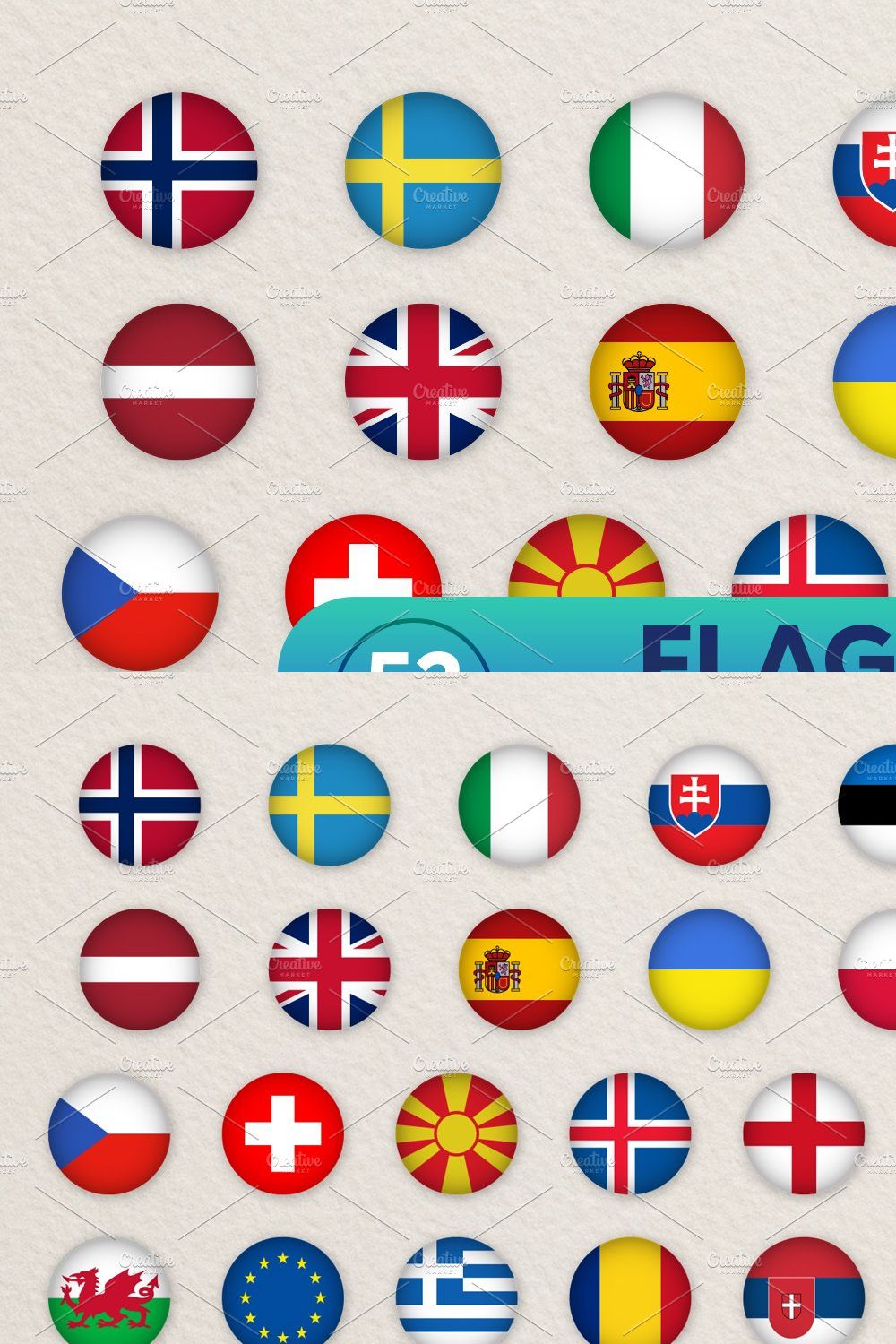 Europe Flag Icons | Circled Flags pinterest preview image.