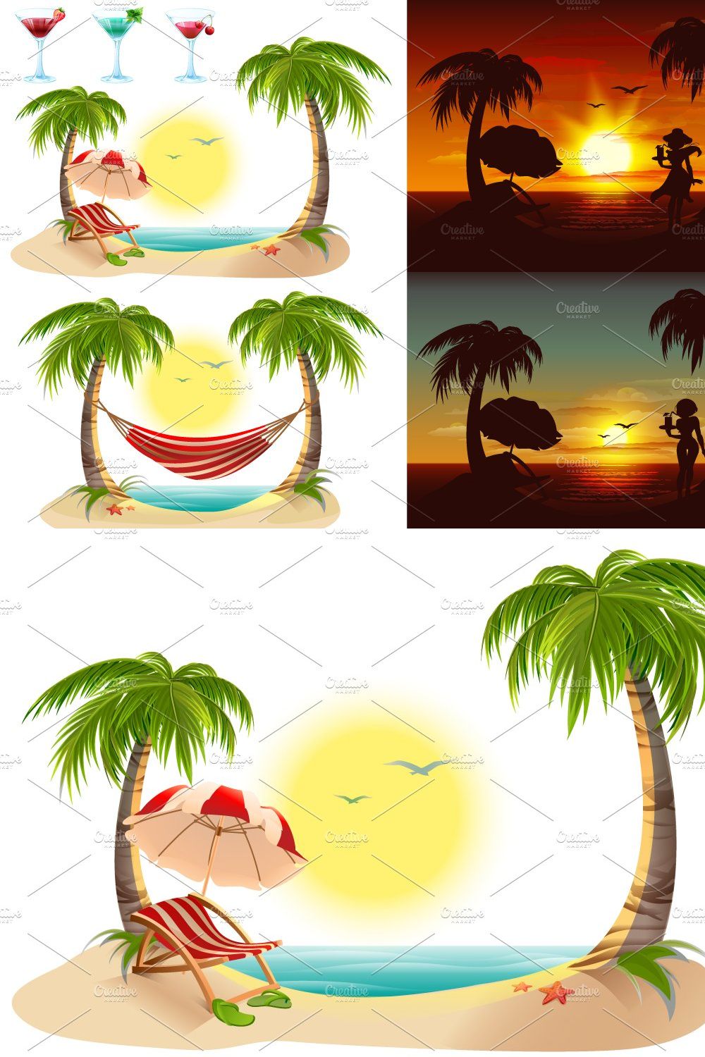 Evening sunset on tropical island pinterest preview image.