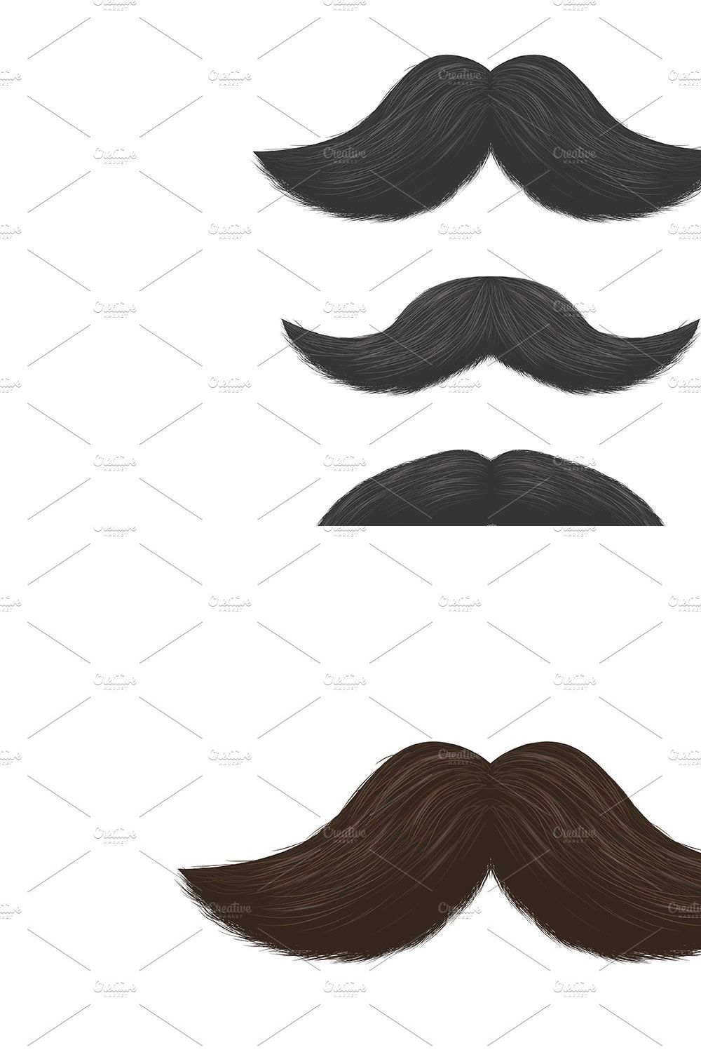 Fake Mustaches. Vector pinterest preview image.