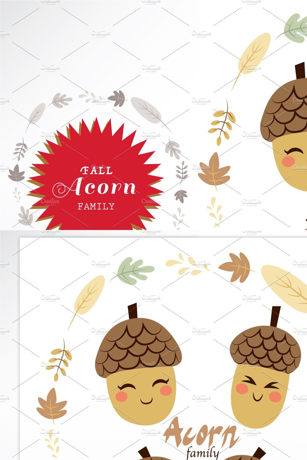 Fall Acorn Family pinterest preview image.