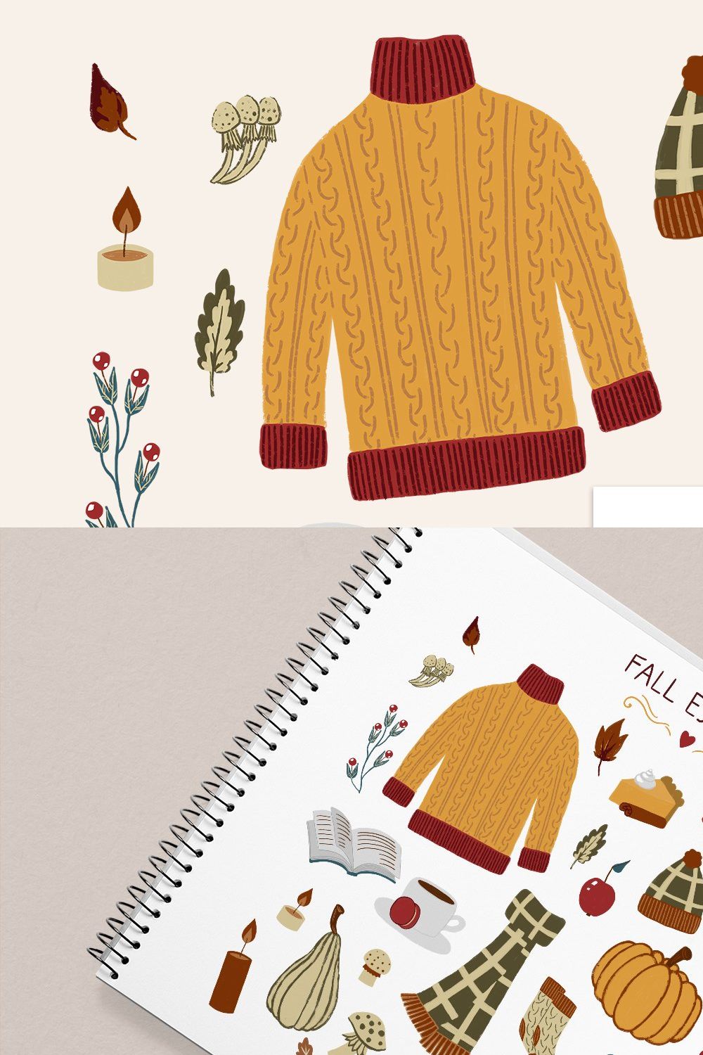 Fall Essentials Hand Drawn Clipart pinterest preview image.